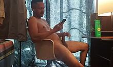 he shows his big dick to his friend during a video call