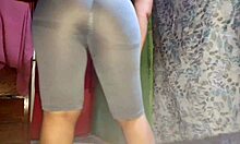 Curvy ebony brunette working out huge ass