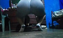 Curvy ebony brunette working out huge ass