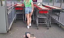 Hot Blonde Loses Remote In Supermarket
