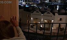 skinny slut gets pounded hard on the balcony in broad daylight.