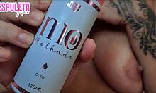 Guided handjob session with close-up on petite waist and small tits