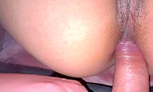 Daddy moans as he assfucks the tight shaved pussy of cute mexican teen in bed