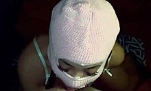 Masked Beauty Deep Throats Big Black Cock in Costume