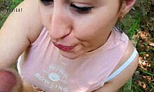 vlogger films risky blowjob with friend in park nature