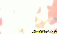 How does the busty Euro get assfucked by two lucky Santas in this fantasy?