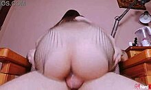 Reverse cowgirl cock riding with huge pussy creampie squatting out