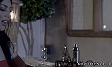 Baldheaded husband intensely fucks his busty wife with monster cock