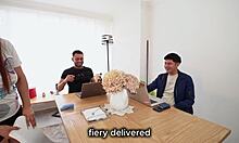 Horny MILF threesome with college students