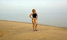 Can You Believe This Sexy Blonde Flashing on a Desert Island Beach?!