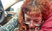 Oral Sex in Dad's Car with Moaning Pussy Fucking and Humiliation