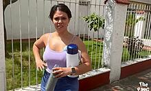 paula, the beautiful colombian babe with big ass, rocking her first porn casting