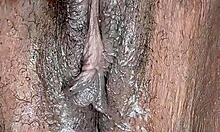 Ebony stepmother rubs her wet clit while alone at home