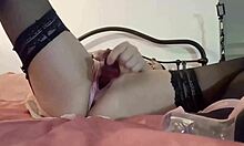 White Amateur In Beaded Dress And Stockings Engages In Conversation