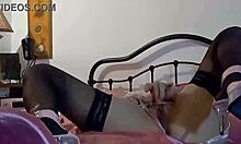 White Amateur In Beaded Dress And Stockings Engages In Conversation