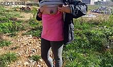 Nippleringlover Kinky Mother Flashes Pierced Nipples and Sexy Ass on Public Street