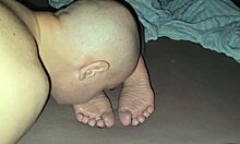 He licks his stepmothers soles and cums on them