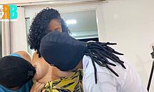 Latina slut gets fucked in ass by two bulls in front of cuckold husband