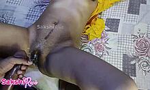 Desi stepdaughter's closeup hairy pussy rub intrigues in dorm setting.