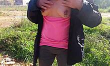 Nippleringlover Kinky Mother Flashes Pierced Nipples and Sexy Ass on Public Street