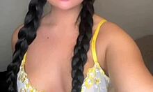 British Exchange Student Gets Naughty Solo on Webcam. This Brunette Coed Squirts Hard During Play!