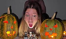 Big Tits Babe In Missionary, Fingering Her Wet Pussy On Halloween!