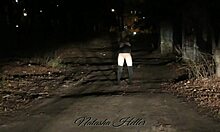 Autumn goes for a naked walk outdoors, flashing her big tits and ass 😍.