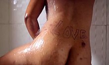 African Candy In Bathroom Using Dildo For Masturbation While Soapy