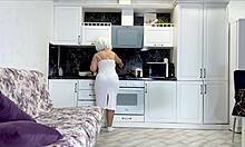 When stepson fucks stepmom in the ass she forgets that breakfast is being prepared