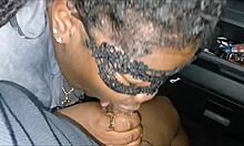 Throat goat gives sloppy blowjob in truck.