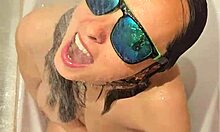 Hot wife’s steamy bath turns into a wild blowjob and handjob scene.