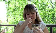 Chubby MILF's Outdoor Mukbang with Fat Belly ASMR Fetish