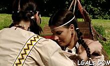 Stare at two lesbian girls playing with toys and licking ass