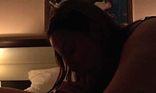 Elite slut with big tits gives passionate blowjob to virgin boyfriend and fucks him hard after club