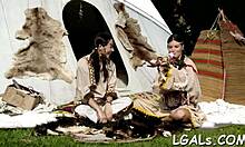 Stare at two lesbian girls playing with toys and licking ass