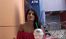 Outdoor POV blowjob with sexy teen couple