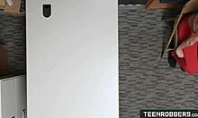 Horny Thief Strips Naked for Pervert Officer Angel Del Rey in Teen Robbery Scene