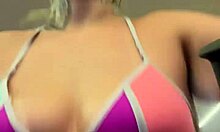 Girl trains in thong bikini at Ipanema gym, gets aroused by stares.