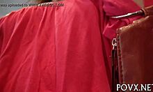 Outdoor POV blowjob with sexy teen couple