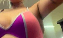 Girl trains in thong bikini at Ipanema gym, gets aroused by stares.