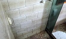 Joao the pervert in shower with tasty black nicoly carioca for big cock blowjob teen whore