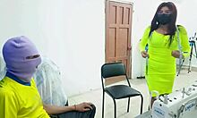 Beautiful old whore gets groped at work!