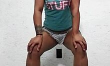 chubby brunette masturbates shaved pussy in pov chat