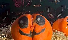 teen gets double creampie in her ass and pussy doggystyle in pumpkin patch 😈