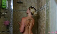 cute teen 18+ blonde took a steamy shower after photoshoot