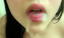 Teen Brunette Licks Ass Roughly, Gets Cum in Mouth