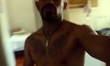 This amateur is cumming hard on his big cock in a solo session.