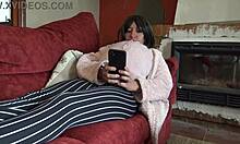 Horny pregnant stepmother demands stepson fuck and creampie her hairy pussy