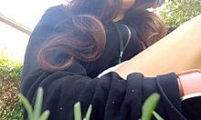 Hey, why is this whore pissing and burping in public park with no panties?