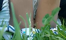 Hey, why is this whore pissing and burping in public park with no panties?